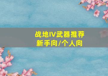 战地IV武器推荐 新手向/个人向